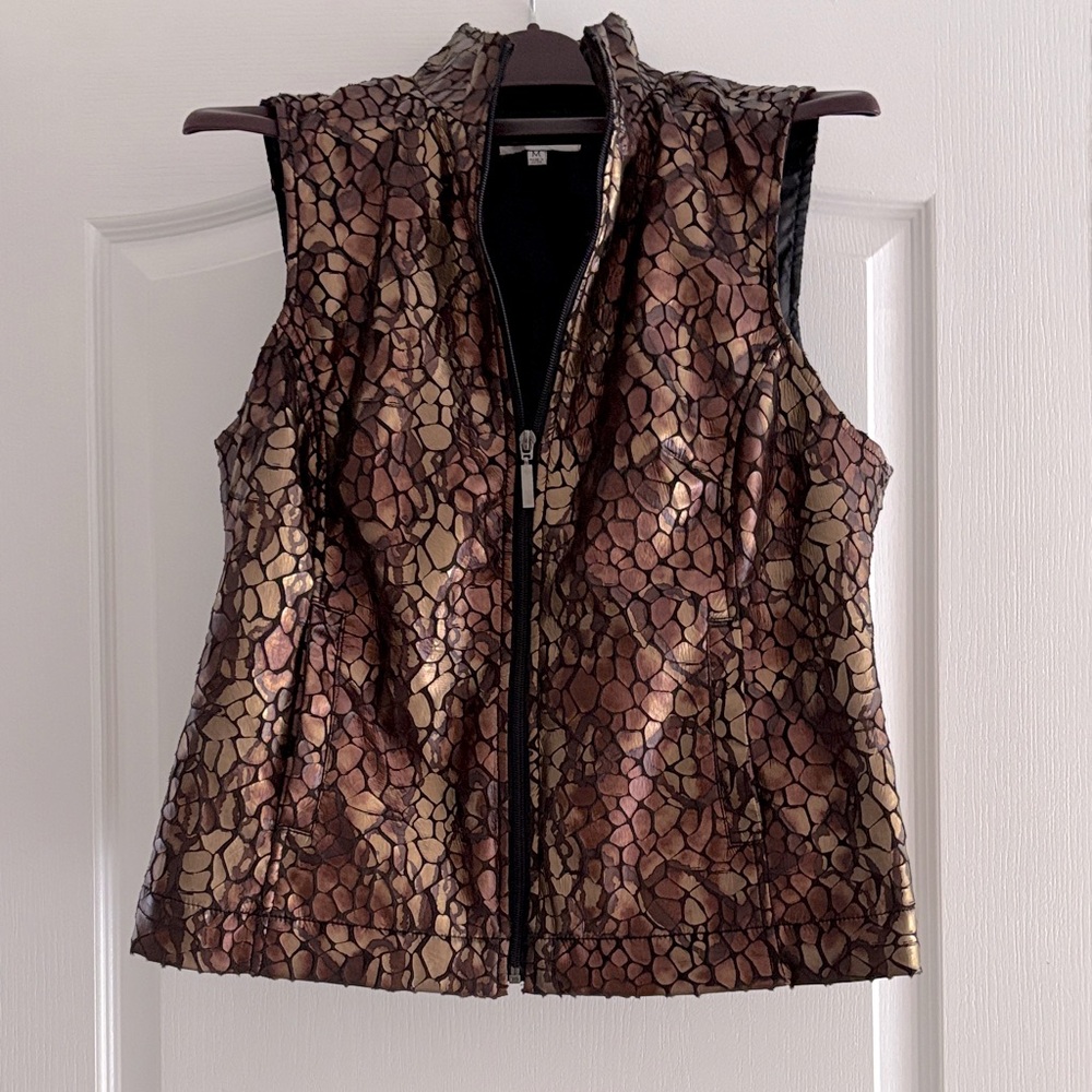 Gorgeous Sport Haley Copper Brown and Gold animal print vest